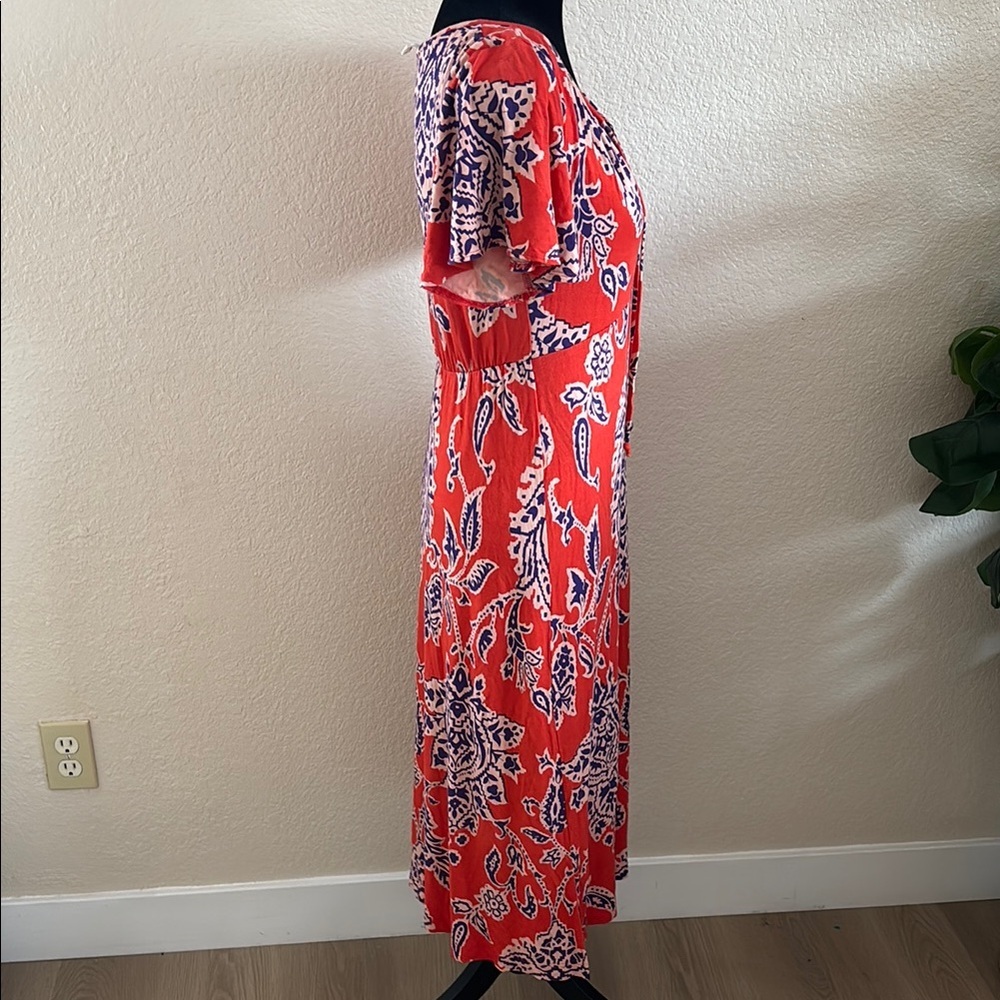 Anthropologie Correia Flutter Sleeve Toe Nexk Paisley Maxi Dress 0139 - Picture 5 of 8